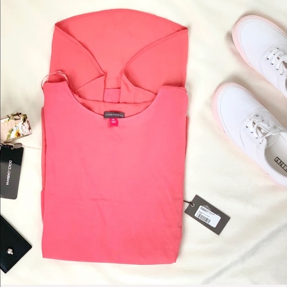 Vince Camuto Mixed Media Tunic Top Rose​ - Picture 1 of 11